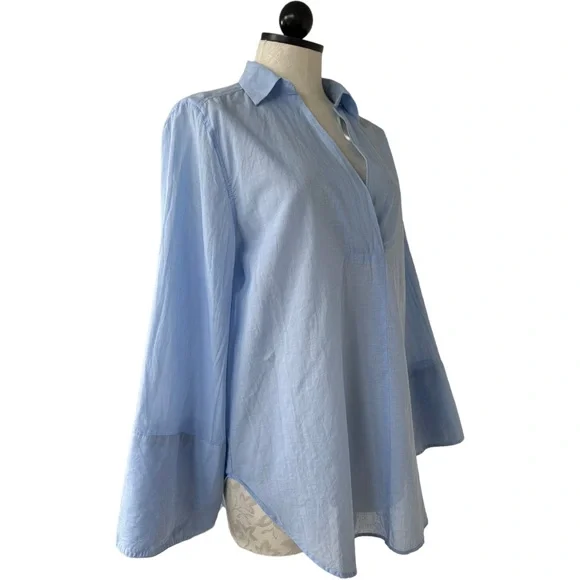 H&M Blouse in woven cotton fabric wide sleeves Collar wrapover V-Neck Size 8 - Picture 4 of 16